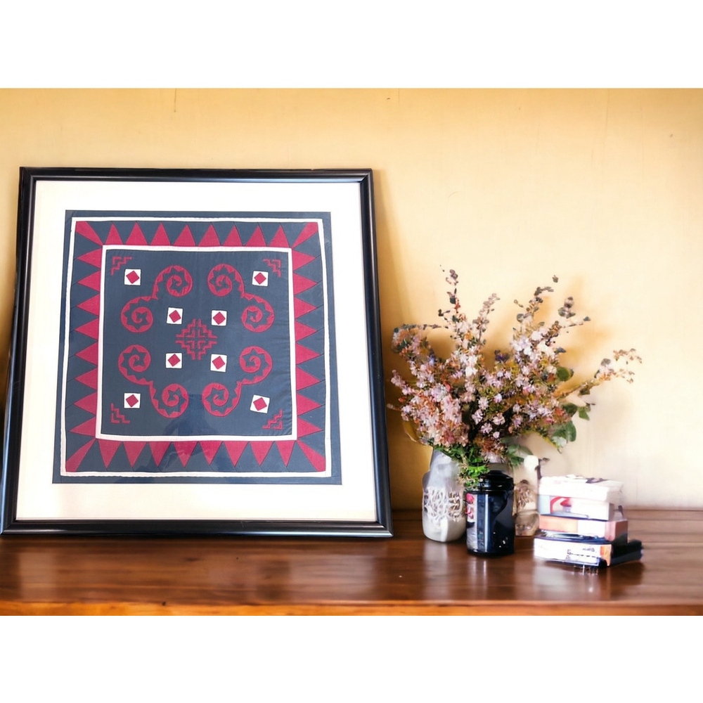 Rare Vintage Fabric Hmong Art Cloth Hand stitched Rare Wall Hanging Unique Guft